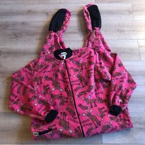 Lazy One XL womens pink Don’t moose with me footed trap door onesie